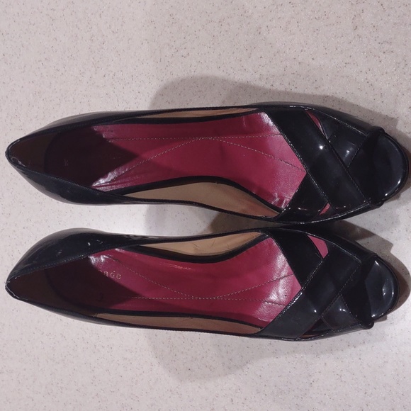 Kate Spade Black Patent Leather Peep Toe Heels Size 10 Medium - Picture 2 of 14
